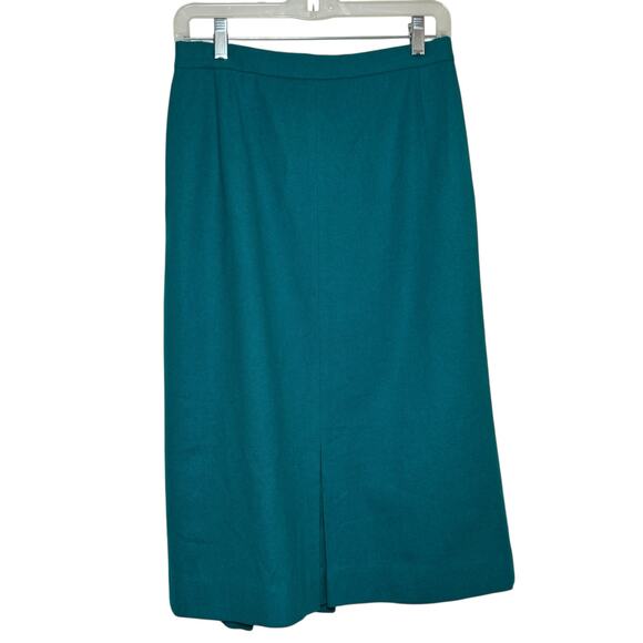 Miss Pendleton Vintage Size 10 Green 100% Virgin Wool Pleated Pencil Skirt - Picture 5 of 7